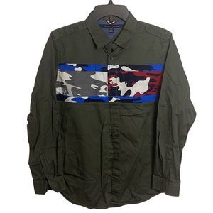 Tommy Hilfiger Big Boys Camouflage Color Block Twill Shirt Size L(16/18)